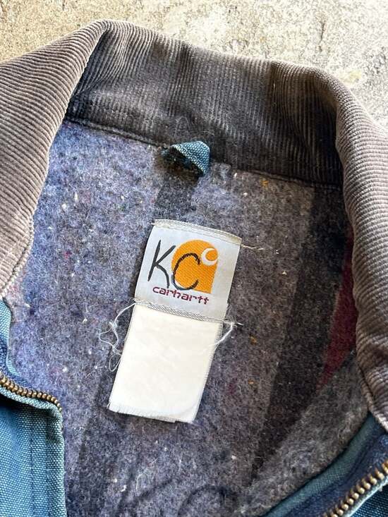 Vintage 90s Carhartt Detroit Jacket Navy Blue Blanket Lined Jacket - Picture 6 of 8